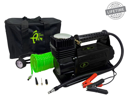 Air Compressor System 5.6 CFM With Storage Bag Hose & Attachments Single Motor Up Down Air