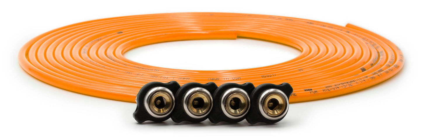 Tire Inflator Hose Replacement 240 Inch W/4 Quick Release Chucks Orange UP Down Air