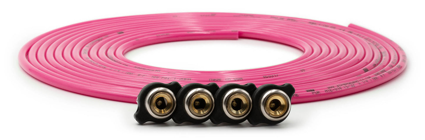 Tire Inflator Hose Replacement 240 Inch W/4 Quick Release Chucks Pink UP Down Air