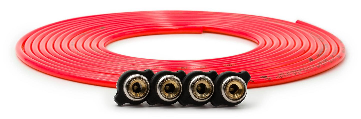 Tire Inflator Hose Replacement 240 Inch W/4 Quick Release Chucks Red UP Down Air